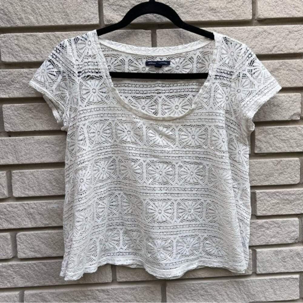American Eagle Lace Oversized Cropped Length Top Sz S